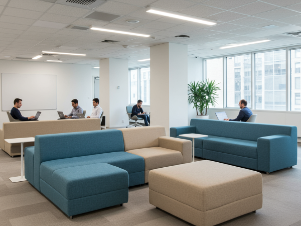 Stylish corporate sofa in a lounge area